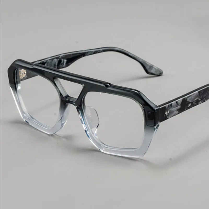 

Double Bridges Anti Blue Light Photochromic Prescription Glasses Fashion Pilot Sporty Driving Eyeware Men Progressive Eyeglasses