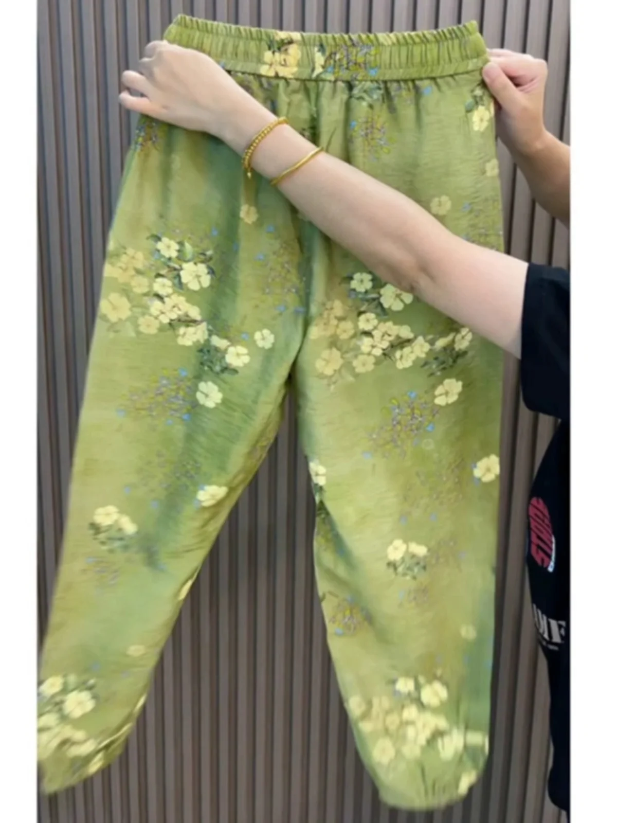 쿨 캐주얼 팬츠 여성 여름 신상 큰 사이즈 루즈핏 커프드 레저 바지 트렌디 하렘 팬츠 하이웨이스트 나인 포인트