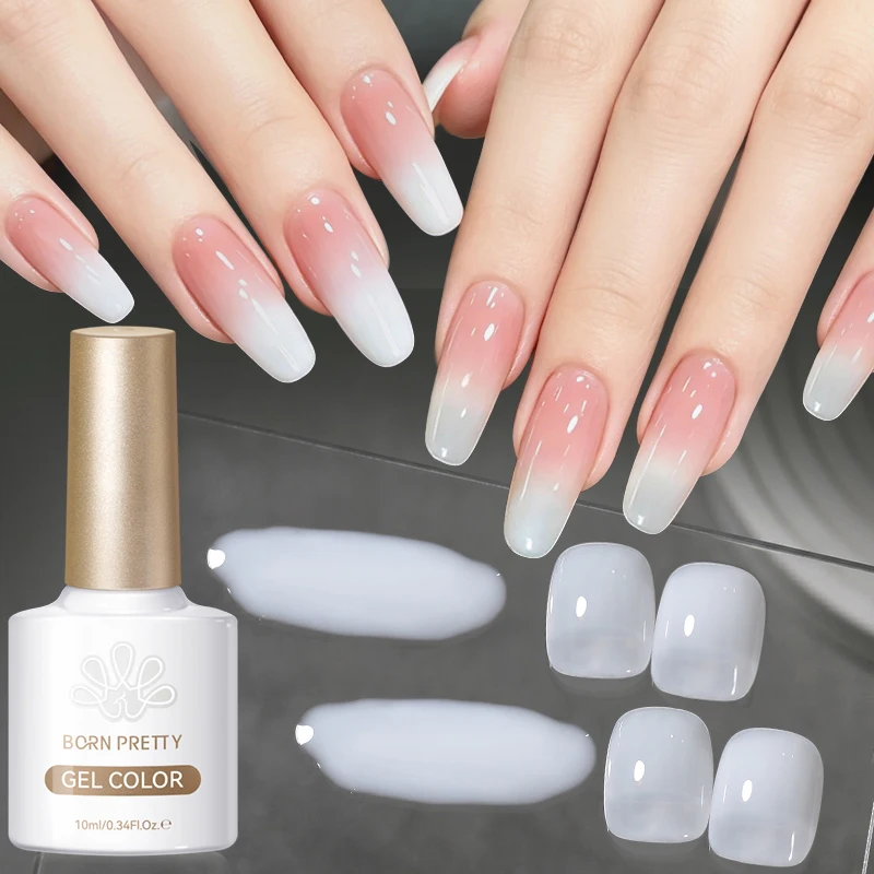 BORN PRETTY 1PC Milky Jelly White Nail Gel Polish Multiple White Base Semi Permanent Soak Off UV LED Gel Manicure Nail Art