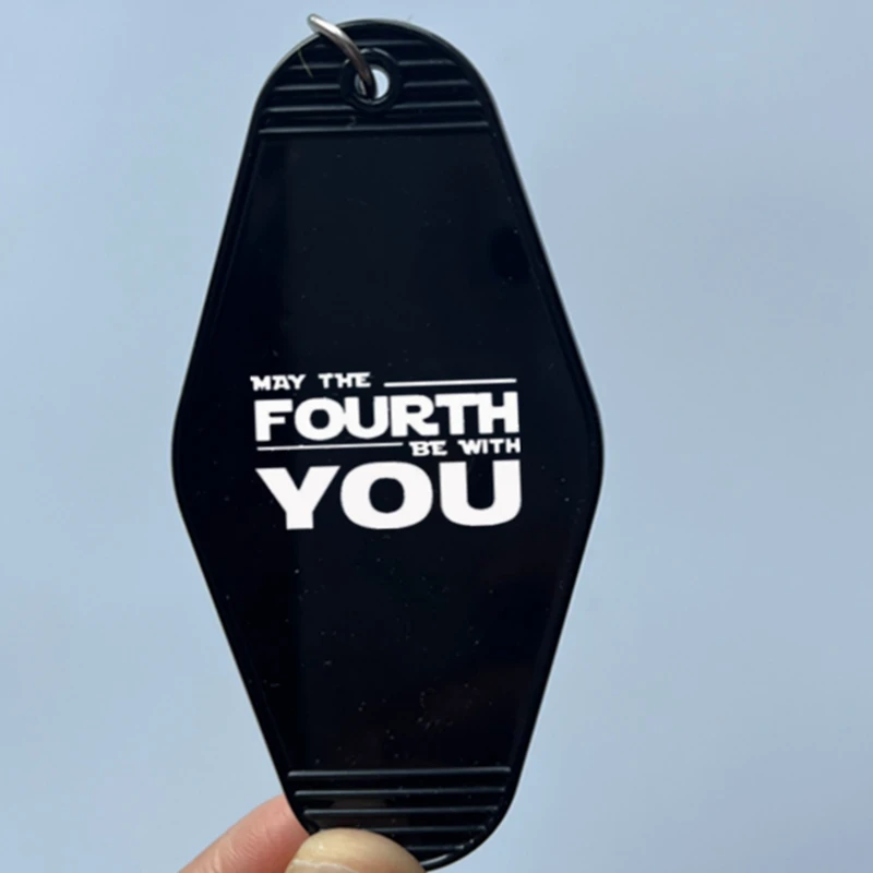 May the Force Be with You  Cute Acrylic HOTEL KeyChain Keyring Tag Key Chains TV Show Office Fans Funny Accessory Custom logo