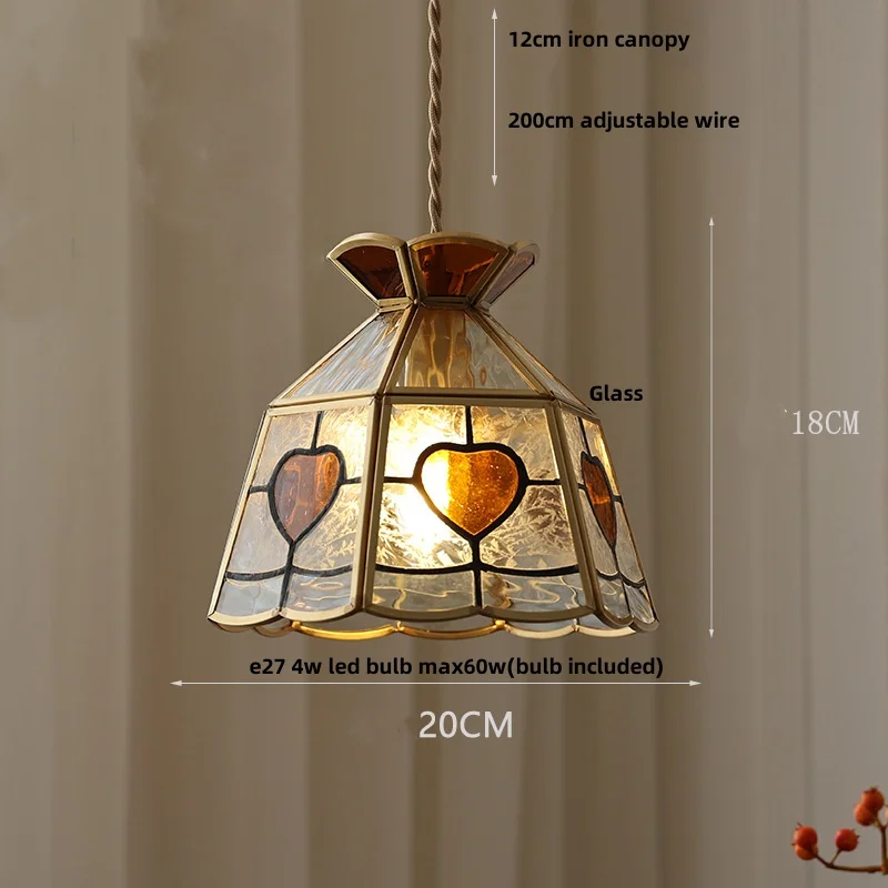 Stained Glass Pendant Light Nordic Modern LED Pendant Lights Porch Bedside Adjustable Hang Lamp Luminaira Flower Pendente Light