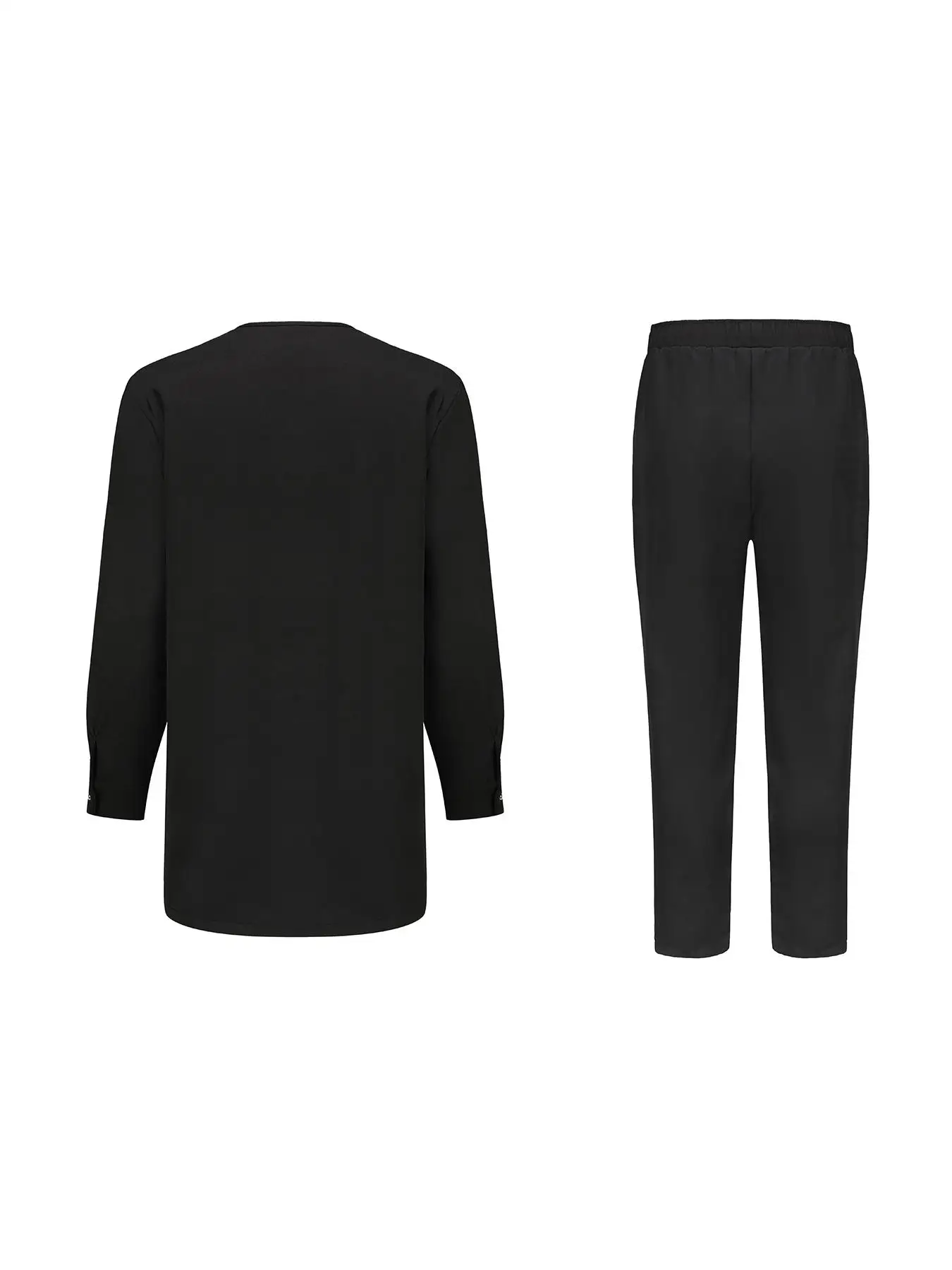 Conjunto Casual de 2 Piezas con Bordado Negro Musulmán Tradicional Africano y de Oriente Medio, Moda Étnica Urbana