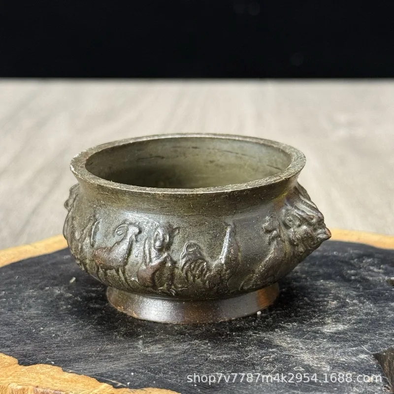 Brass alloy craft item, double-handled twelve zodiac animal incense burner