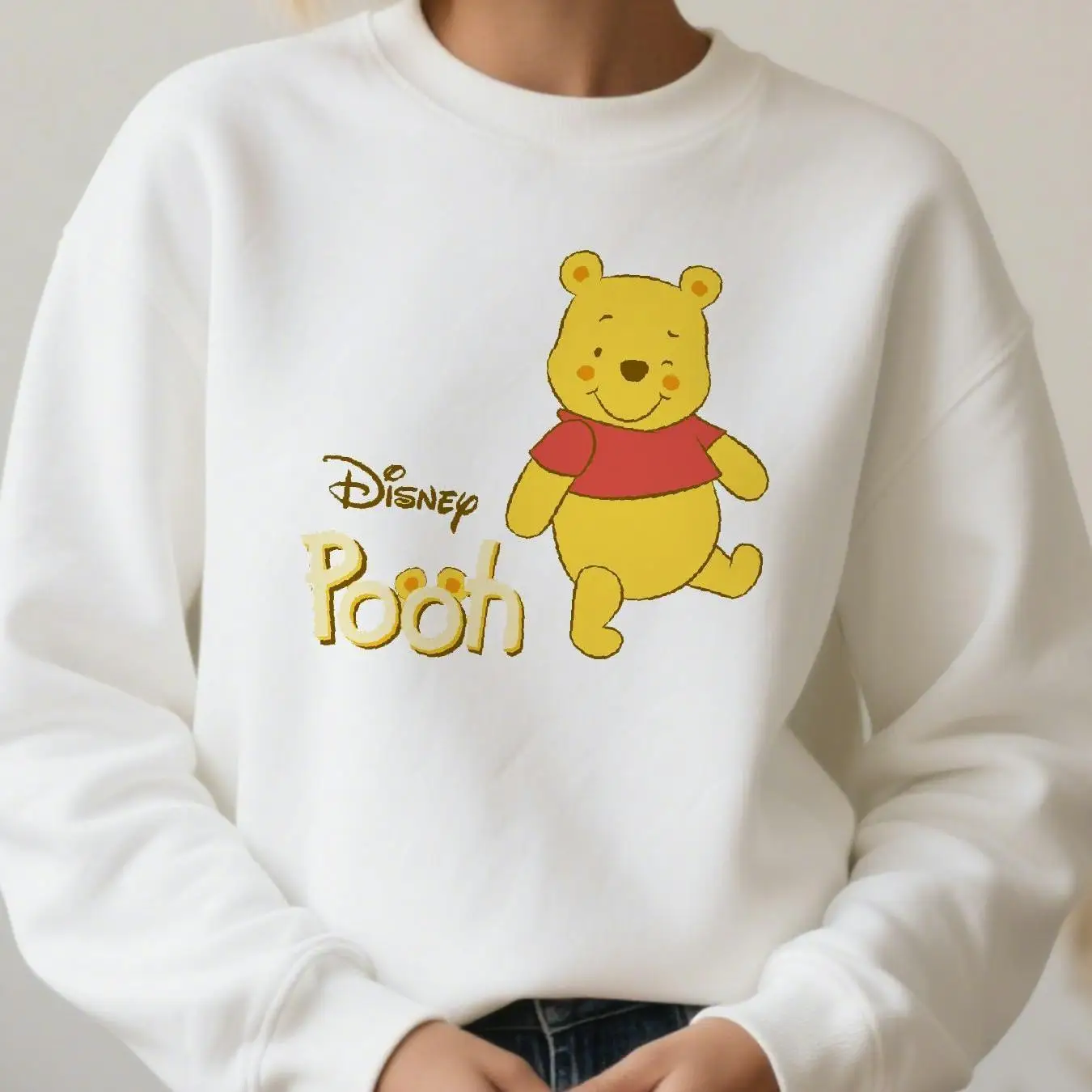 

Свитер-пуловер Disney с Винни-Пухом, модный свитер унисекс с круглым вырезом, осенне-зимний флисовый повседневный уличный костюм