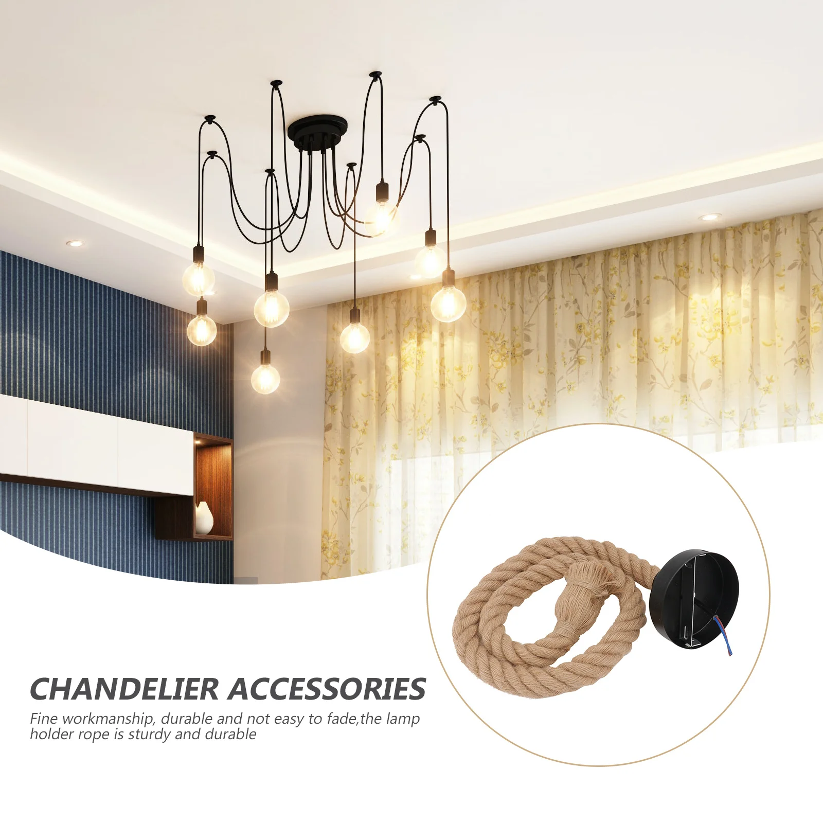 

1pc Vintage Hanging Light Kit Natural Hemp Rope Pendant Lamp Accessory For Farmhouse Industrial Decor Ceiling Lamp Adornment