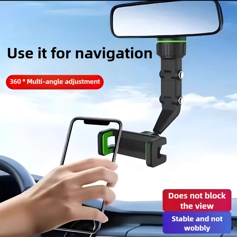 

360° Rotatable Rearview Mirror Phone Holder Retractable Car Phone Mount Multifunctional Rear View Mirror Holders