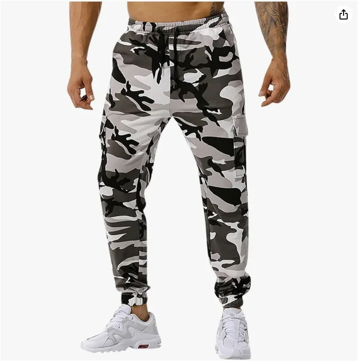 Men's Splicing Camouflage Jogging Pants Outdoor Sports Pants Football Training Pants Fitness Pants Trousers