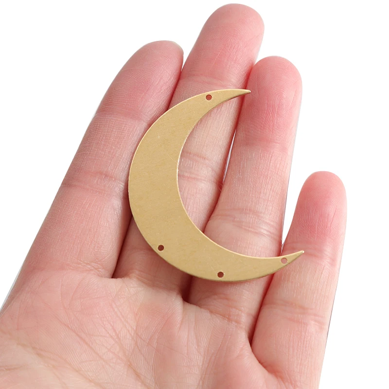 6pcs/lot Raw Brass Moon Crescent Charms Connector For DIY Earrings Necklace Pendant Jewelry Findings Making Accessories