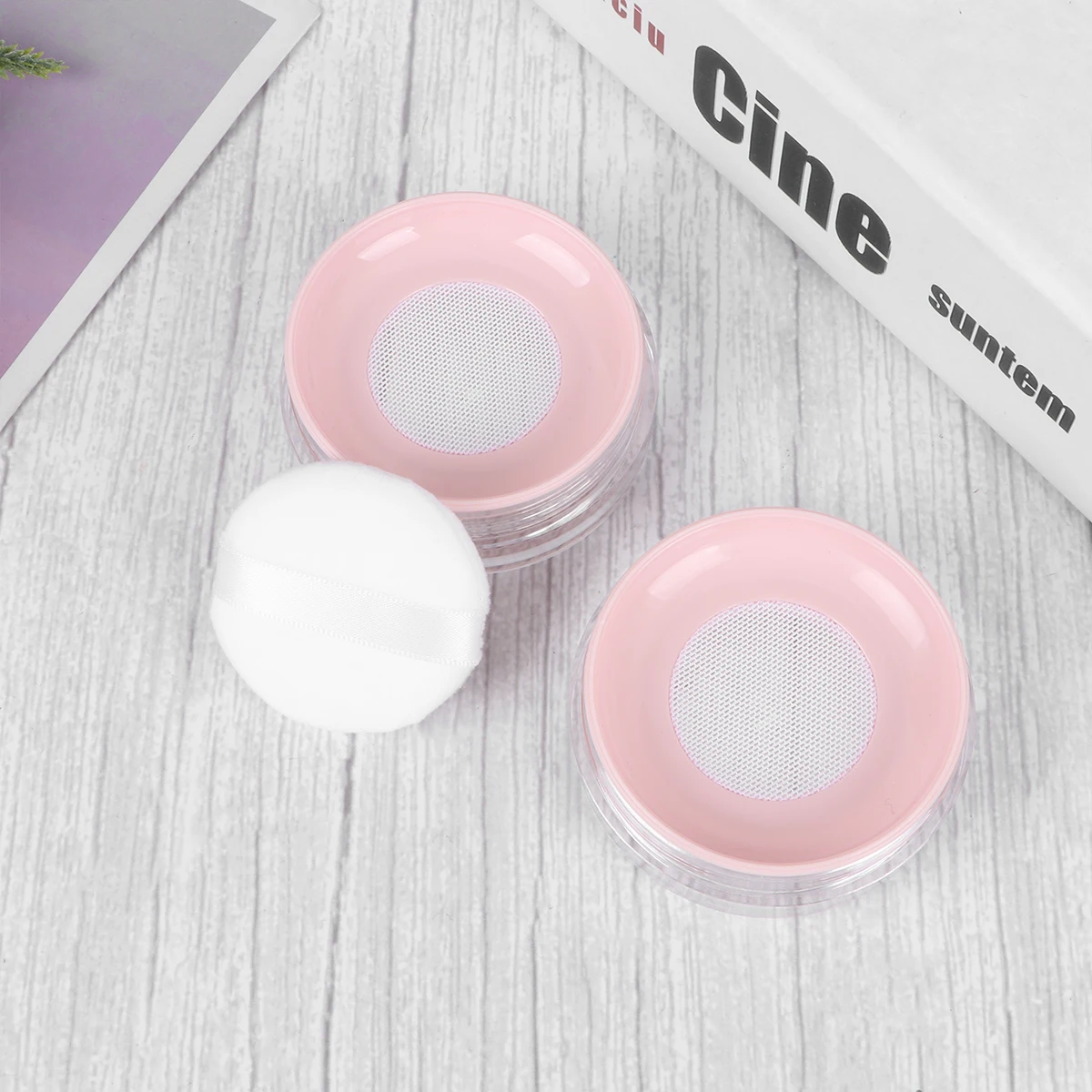 

2 Pcs Loose Powder Box Puff Case Makeup Container Holder Packaging Material Empty