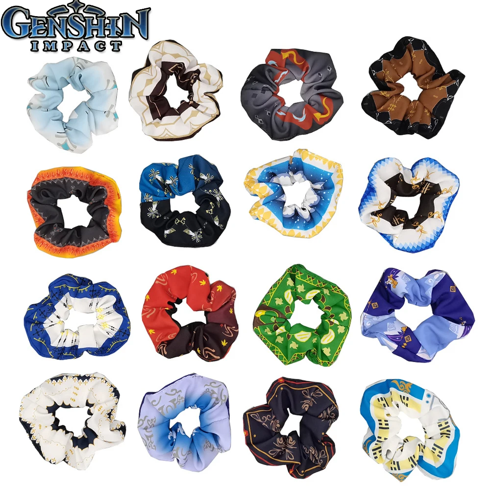 

30Pcs Anime Genshin Impact Elastic Hair Bands Cosplay Hutao Zhongli Hair Scrunchies Ponytail Holder Headwear For Women Girl Gift