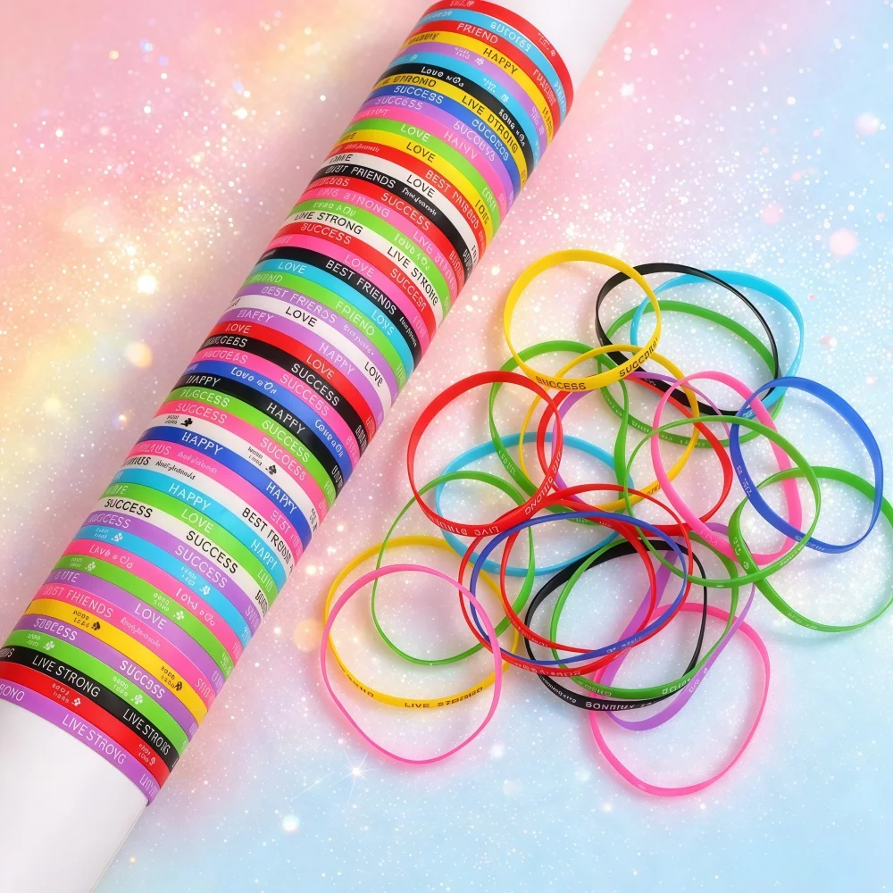 50/100Pcs/Lot Fashion Multi-Color Luminous Women Men Sport Silicone Bracelets Mix Style Daily Wearing Jewelry Accessories