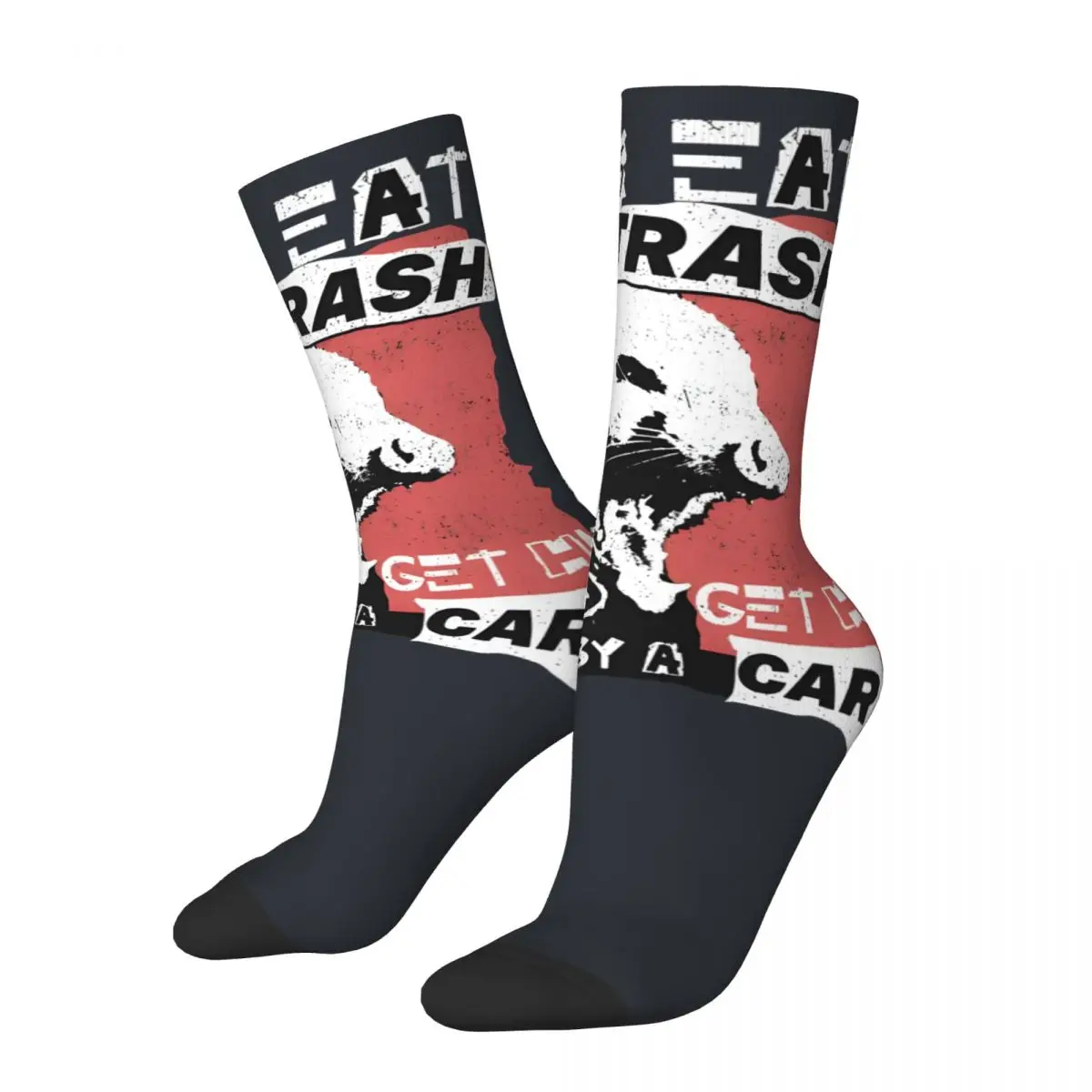 Vintage Let's Eat Trash And Get Hit By A Car Men's compression Socks Unisex P-Possum Street Style Seamless Crew Sock