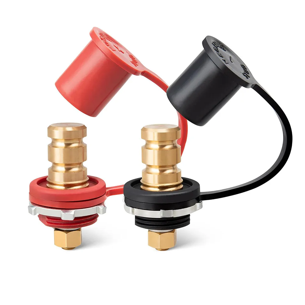 

1 Pair Battery Brass Jump Post 250A Battery Charging Post Kit Remote Battery Terminals with Cover 3/8 inch Stud 47 inch