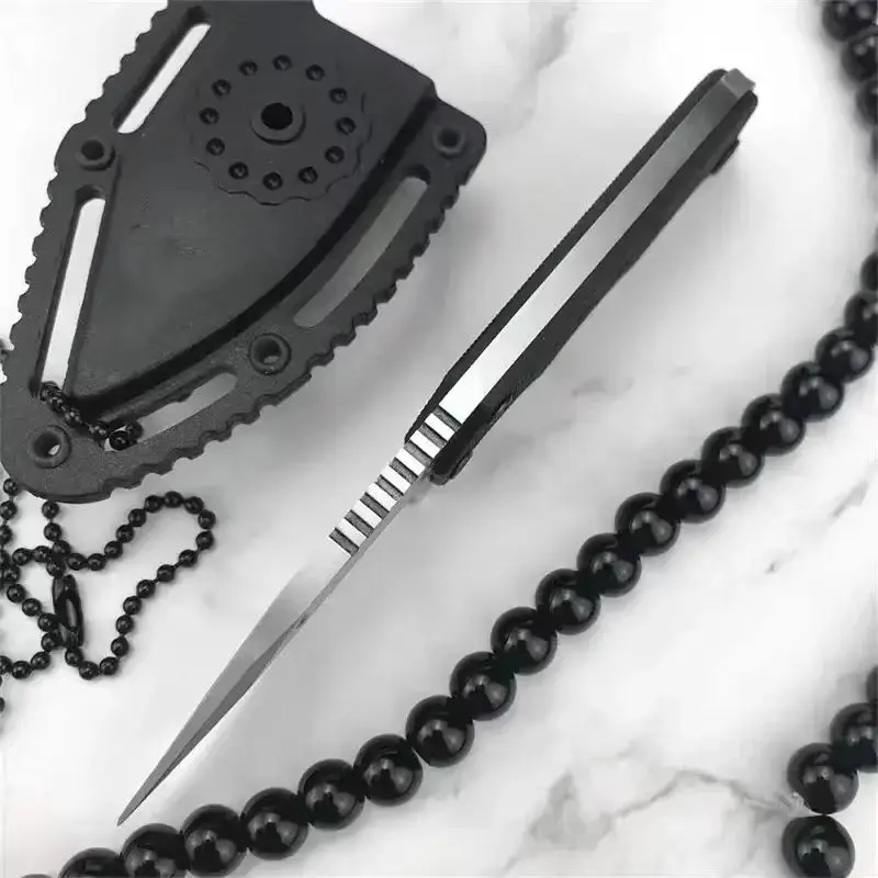 Small Fixed Blade Knife Mini Neck Keychain Knife Satin Plain Blade G10 Handle with ABS Sheath Outdoor EDC Camping Survival Tool image 5