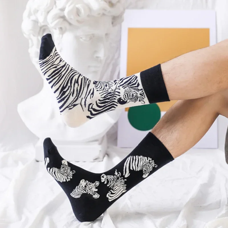 1 Pairs Fashion Casual Harajuku Women and Men Funny Socks Fruit Food Beer Stripe Grid Dress Cotton Socks Men