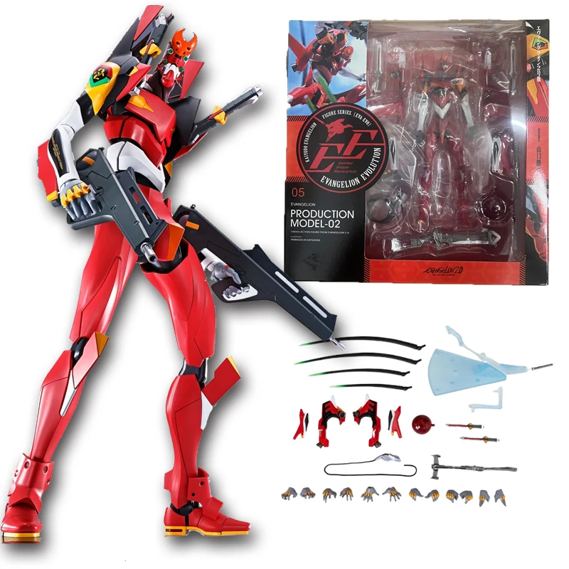 Figura de acción de Anime EVA, modelo de producción de EVANGELION-02, accesorios de montaje, modelo de juguete, colección de regalo, cuerpo rojo, 16CM