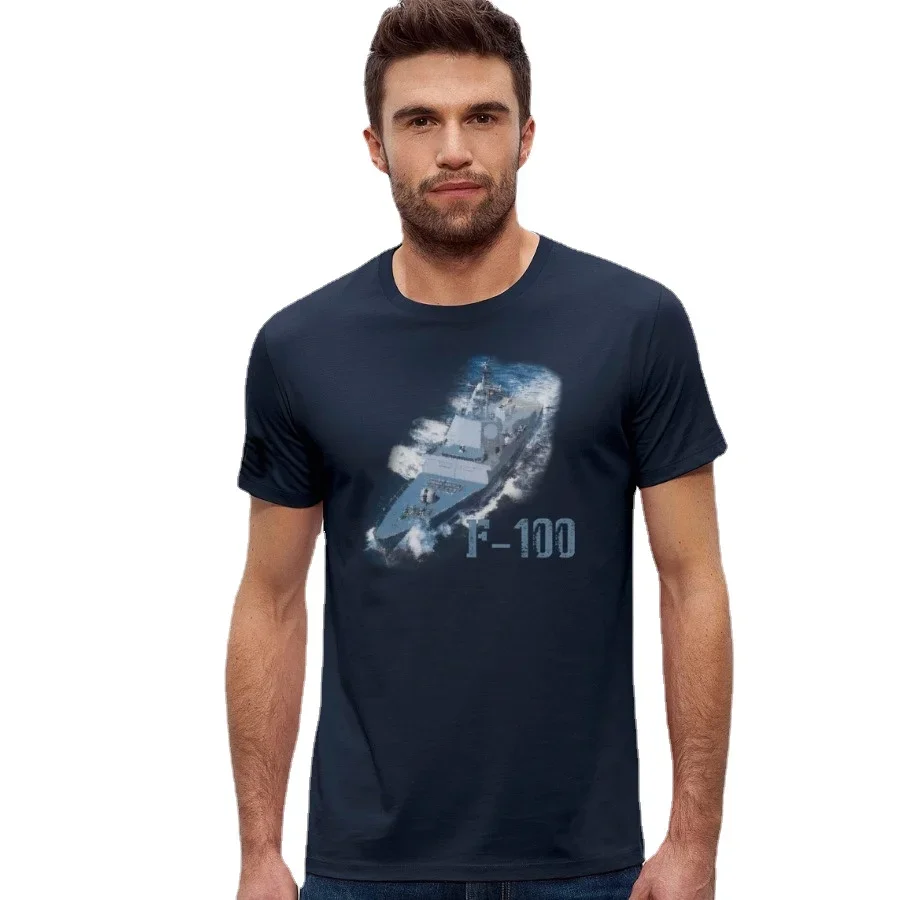 

Spanish Naval Alvaro de Bazan F-100 Aegis Frigate T-Shirt. Summer Cotton O-Neck Short Sleeve Mens T Shirt New S-3XL