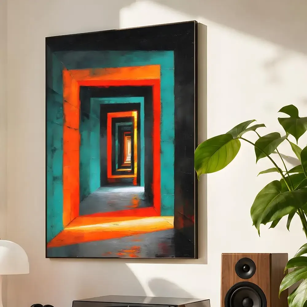 Colorful Abstract Chromatic Horizons Wavy Floating Cubes Modern Poster Matte Wall Art Waterproof Room Decoration Bedroom