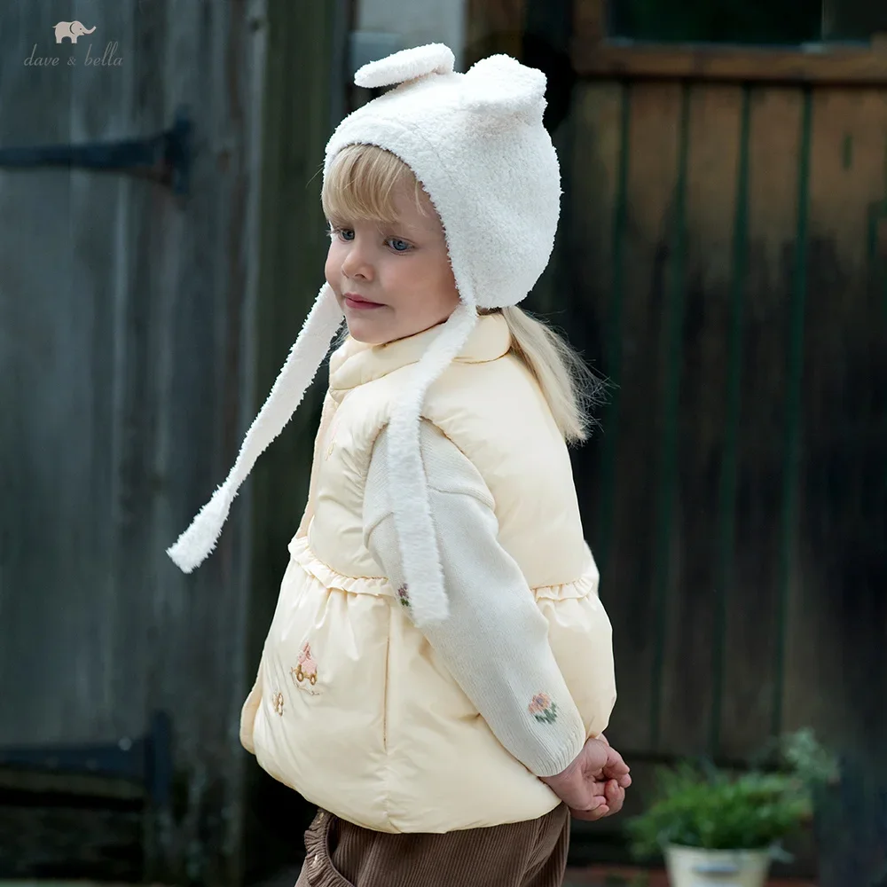 Dave Bella Children Girls Cute Tops Outerwear Autumn Winter Casual Gentle Sweet White Duck Down Overcoat Outdoor Warm DB4253674