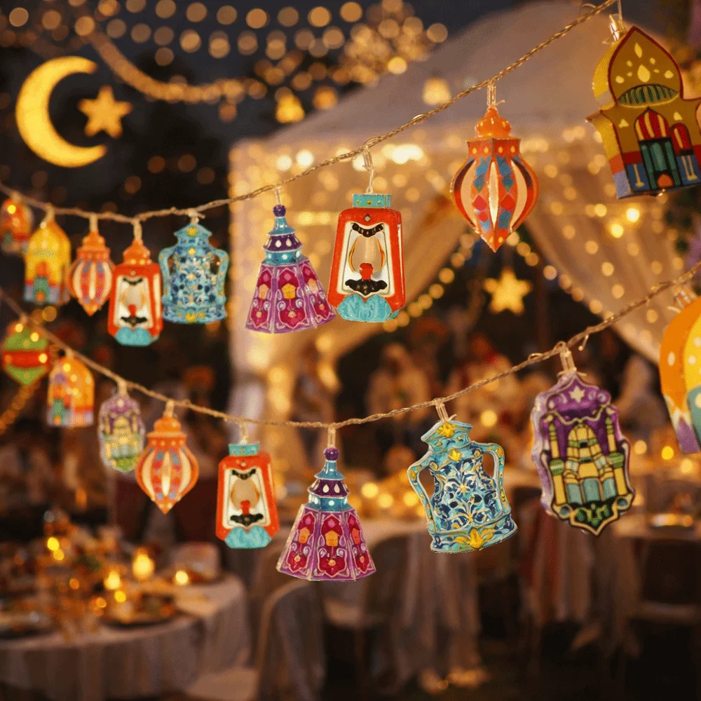 

Светодиодные декоративные светильники в форме луны, в стиле замка, для праздничного оформления, дизайн замка, украшение к Рамадану