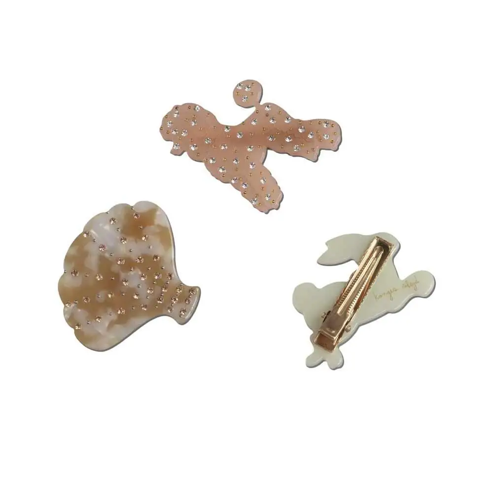 

Shell Girls Barrettes Poodle Dog Women Small Hairpins Crystal Duckbill Clips Children's Barrettes Acetate Rabbit Hair Clips