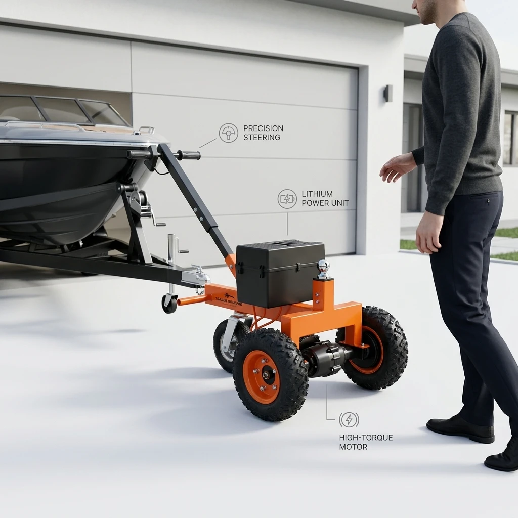 Electric Trailer Dolly, 1300kg 500w 24v Caravan Mover, Adjustable Ball Hitch, 3-Wheel Power Tug for RV, Boat, Camping Use