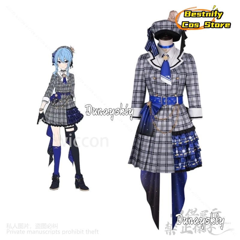 Anime Game Hosimati Suisei Cosplay Costume Suisui Classic Hololive Vtuber Dress Lolita Full Set Hat Wig Halloween Customized