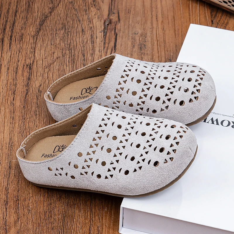 

Kids'Casual Shoes Sandals PU Leather Summer Mules Shoes For Boys Handsome Anti-slip White Brown Hollowed-out Shoes Size 26-37