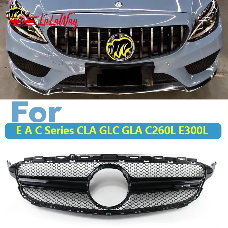 

For Benz E A C Series CLA GLC GLA C260L E300L Upgrade To GT AMG GTR ,Honeycomb Mesh Fog Light Open Vent Grille Intake Cover