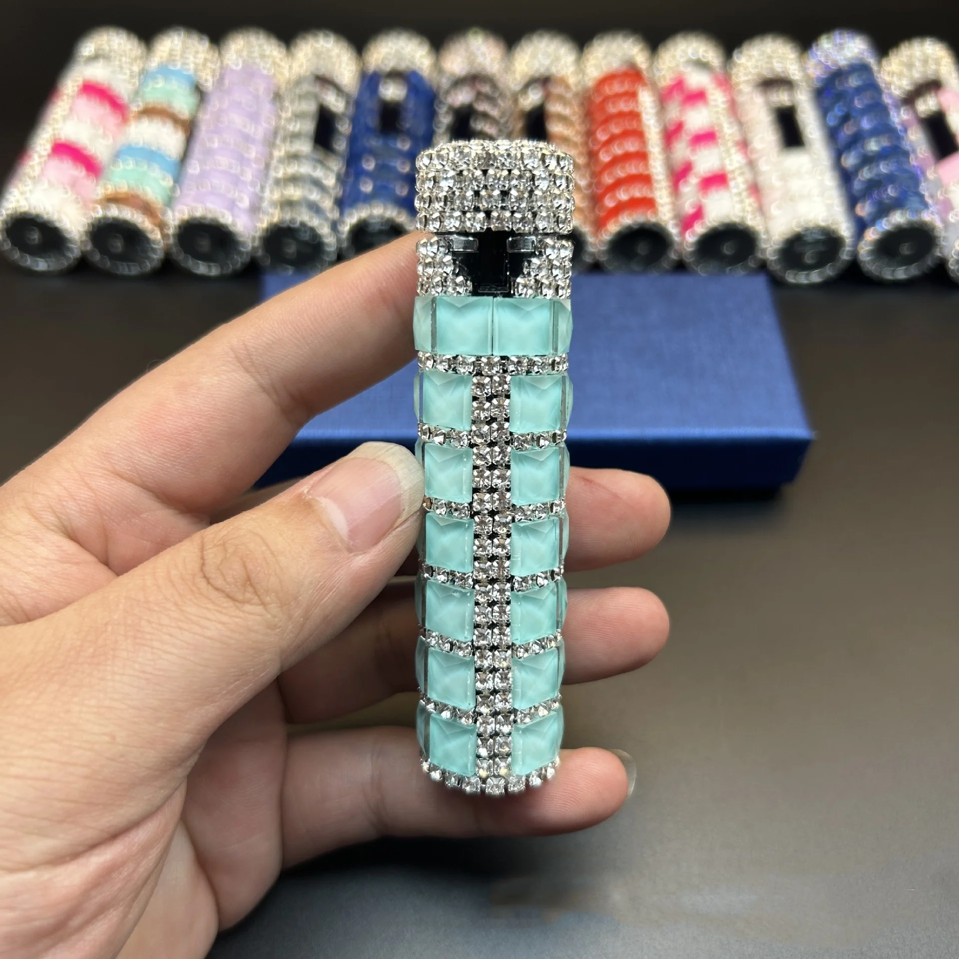 

New Diamond Double Arc Lighter Personalized Creative Cylindrical Windproof Charging Lighter Women's Luxury Exquisite Gift