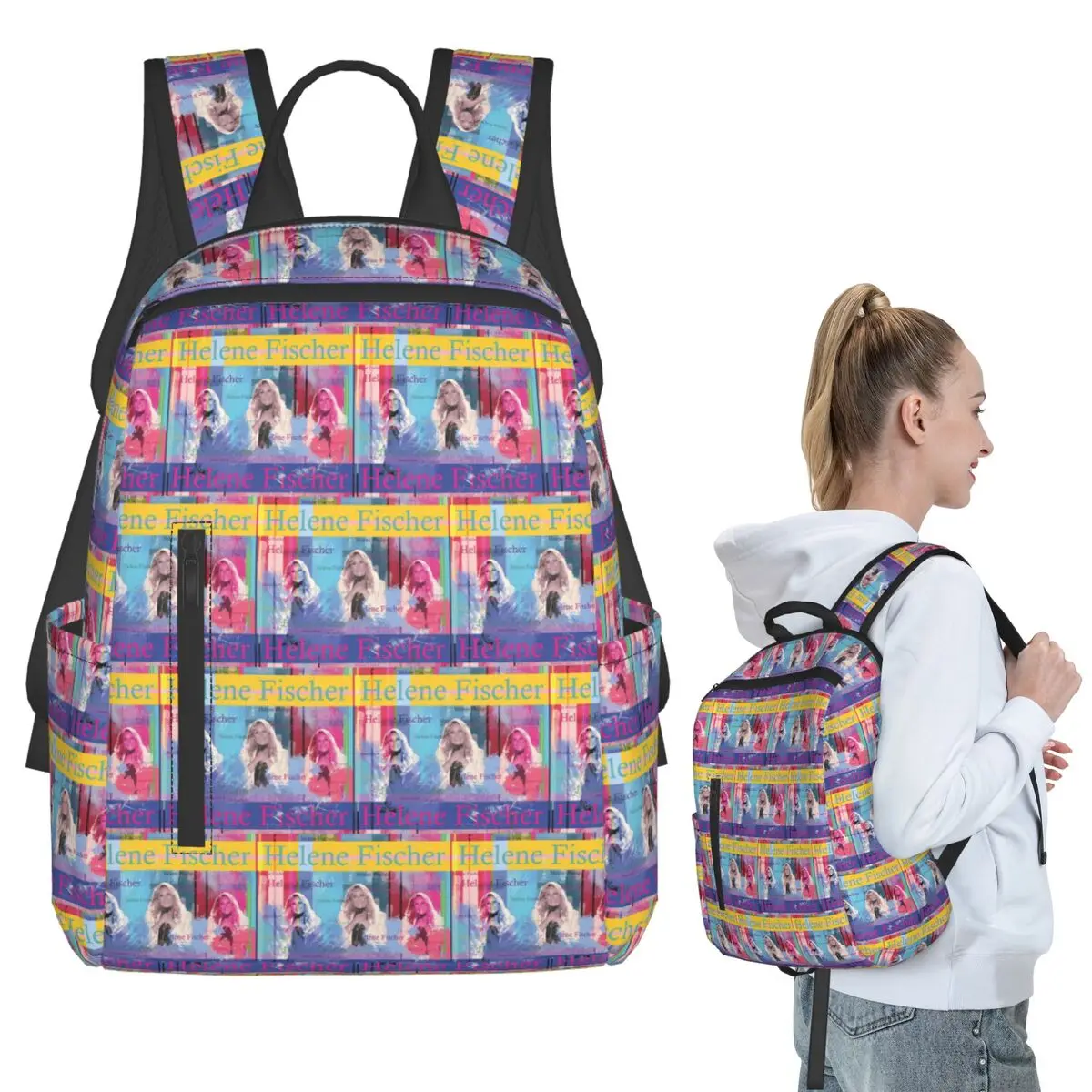 

Helene Fischer Portrait Backpack Student BookBag Kids School Bag Computer Shoulder Bags Boys Girls