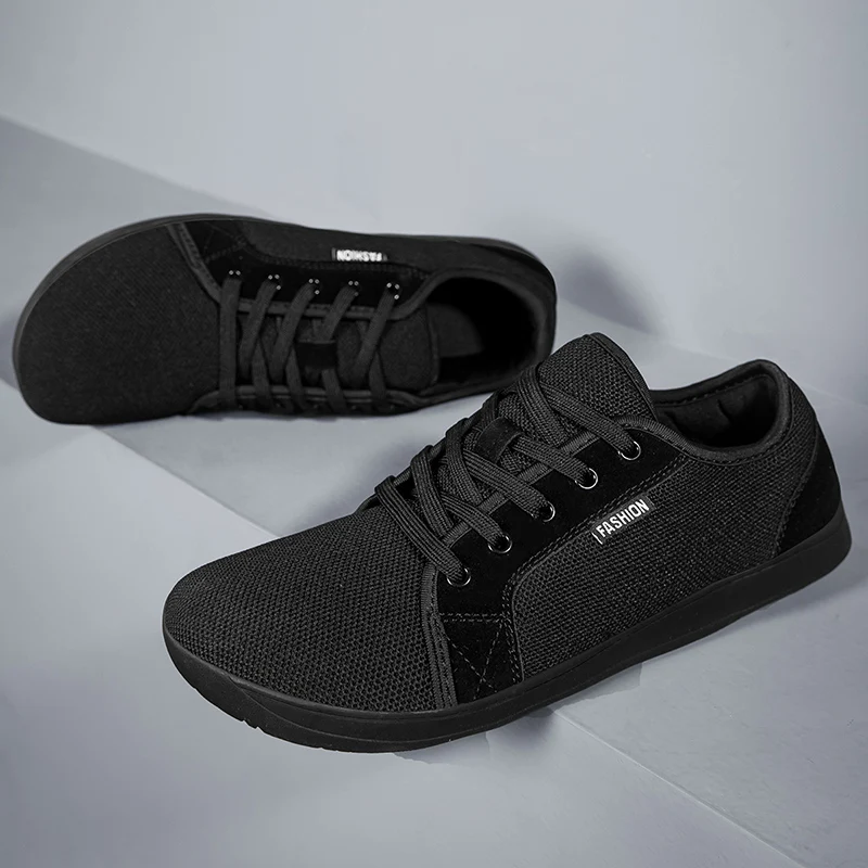 

Classic Black Barefoot Sneakers For Men Women Wide Toe Men's Walking Shoes Breathable Mesh Casual Sports Shoes Large Size 37-47