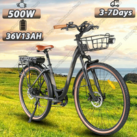 SAMEBIKE Electric Bicycle 500W Brushless Motor Electric Bike 36V13AH Lithium Battery 28 Inch Tire City Travel Disc Brake E-Bike