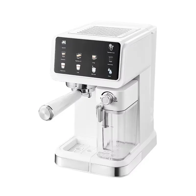 220 V Touchscreen-Kaffeemaschine für Zuhause, 20 Bar, Espressomaschine mit Milchaufschäumer, automatischer Kaffeebrüher, energiesparend