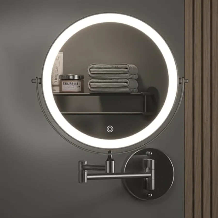

8.5-Inch Wall Mounted Makeup Mirror with Magnification Rechargeable 2000 mAh Vanity Mirror with Lights Bathroom Mirror with Dim