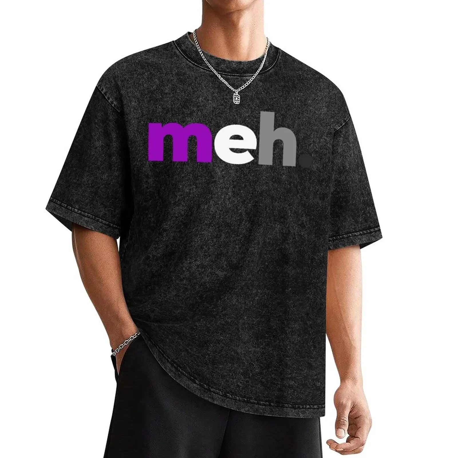 Meh. Asexual Pride T-Shirt summer clothes cute tops heavy weight t shirts for men