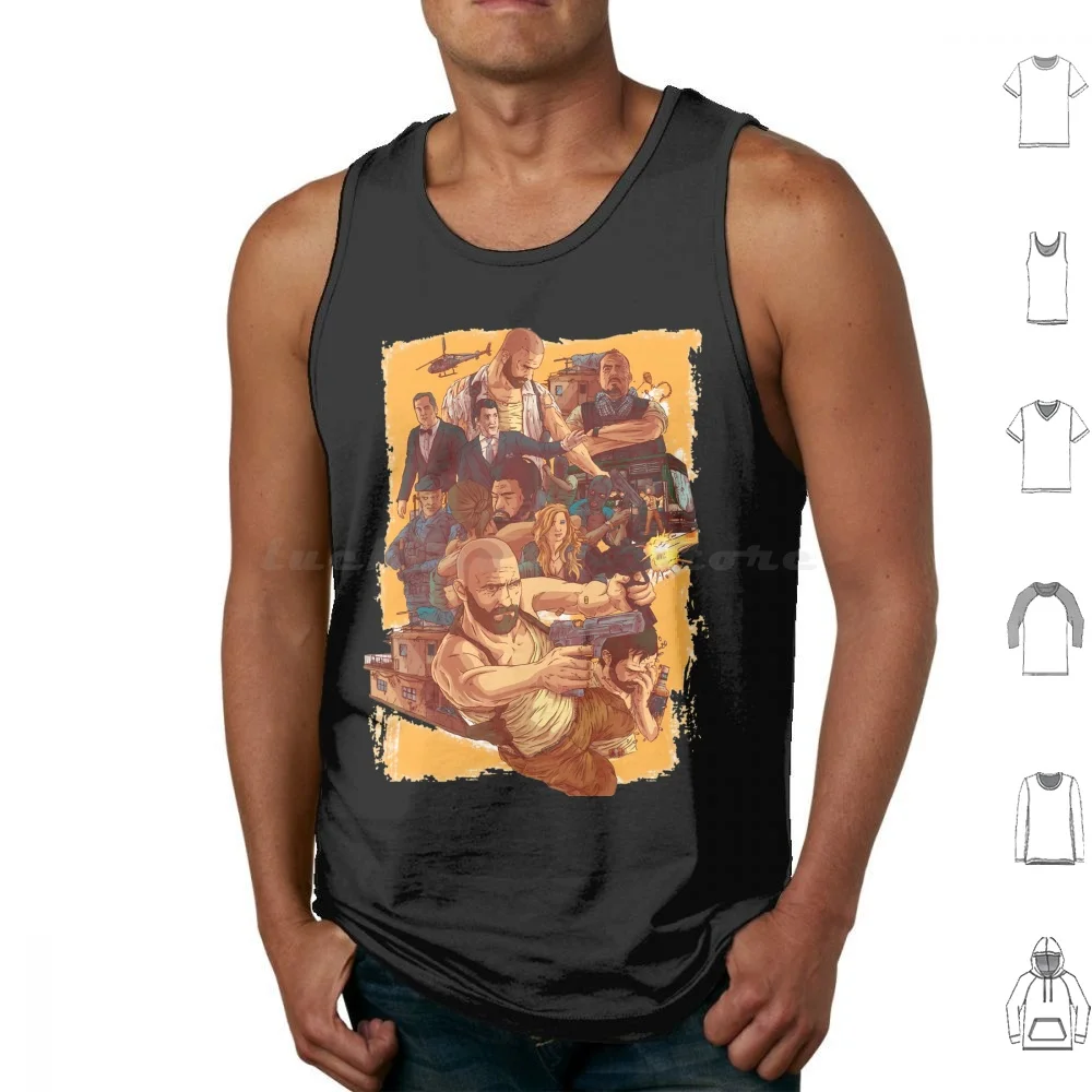 Max Payne Camisetas sin mangas de algodón estampado Max Payne Quantum Break Oldest House The Hiss Control Video Game Control 2019