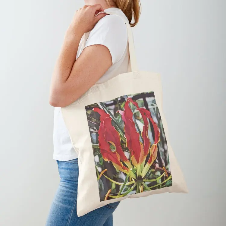 

Flame Lily Flower Tote Bag Customizable tote bag hand bags supermarket folding bag tote men's