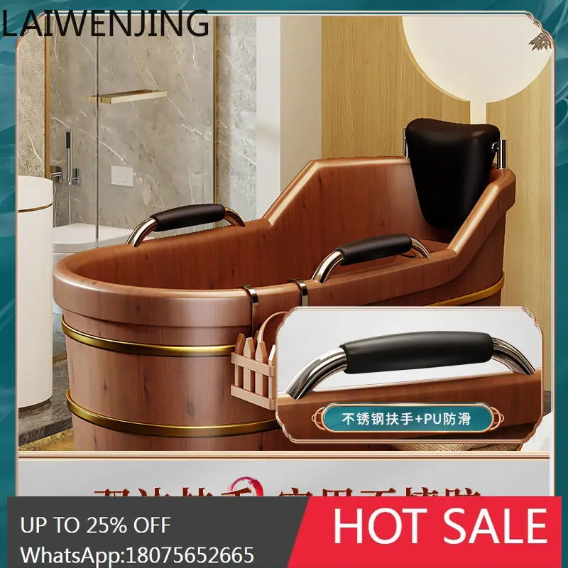 HLZ  Thickened Adult Wooden Bath Tub for Home Use, Full Body Bathing Solid Wood
