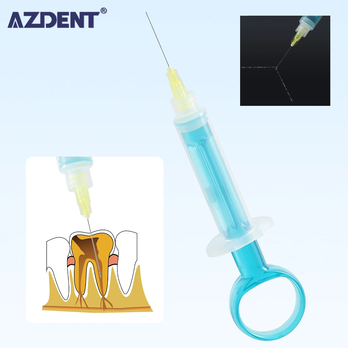 

100PCS AZDENT Dental Irrigation Needle Tip Endo Needle Root Canal Irrigation Tip 30G Double Vent Syringe Tip Dentistry Material