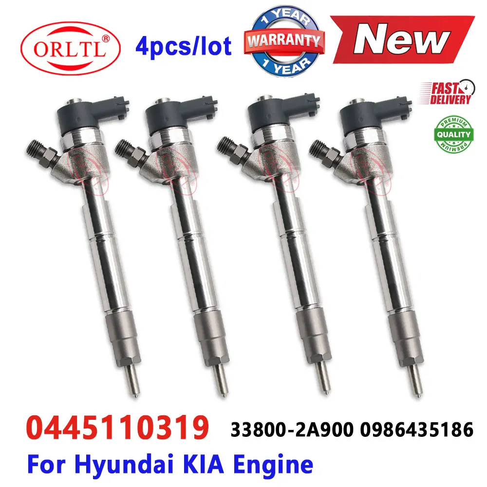 4PCS 0445110319 New 0 445 110 319 Diesel Injector 33800-2A900 For Hyundai KIA Accent i20 i30 KIA Soul Cee'D 1.6 CRDi 33800 2A900