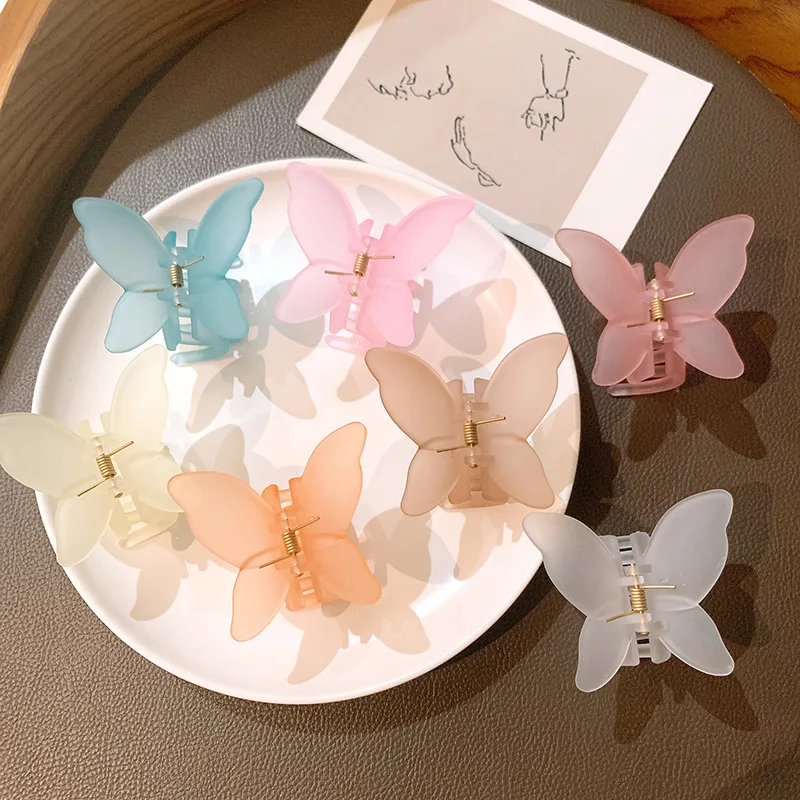 Matte Transparent Butterfly Hair Claws Clips for Women Girls Elegant Decorate Hairpins Headbands Fashion Korean Hair Accessories