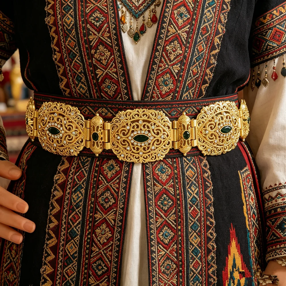 

Shiny Gold Plated Metal Wedding Belt with Adjustable Rope Party Accessory for Brides Waist