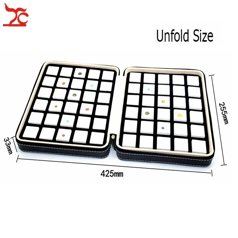 High-End Black Leatherette Gemstone Storage Box Diamond Travel Case Jewelry Holder with Gem Box Protable