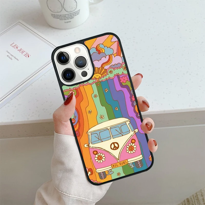 Hippy Bus Phone Case for iPhone 16 15 SE2020 6 7 8 Plus Max for Apple 13 14 11 12 Mini Pro Max Cover  coque fundas Shell