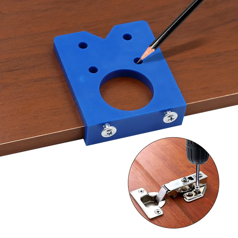 35mm Hinge Hole Drilling Jig Locator Woodworking Cabinet Door Hole Opener Guide with Drill Bits Cabinet Installation Tool