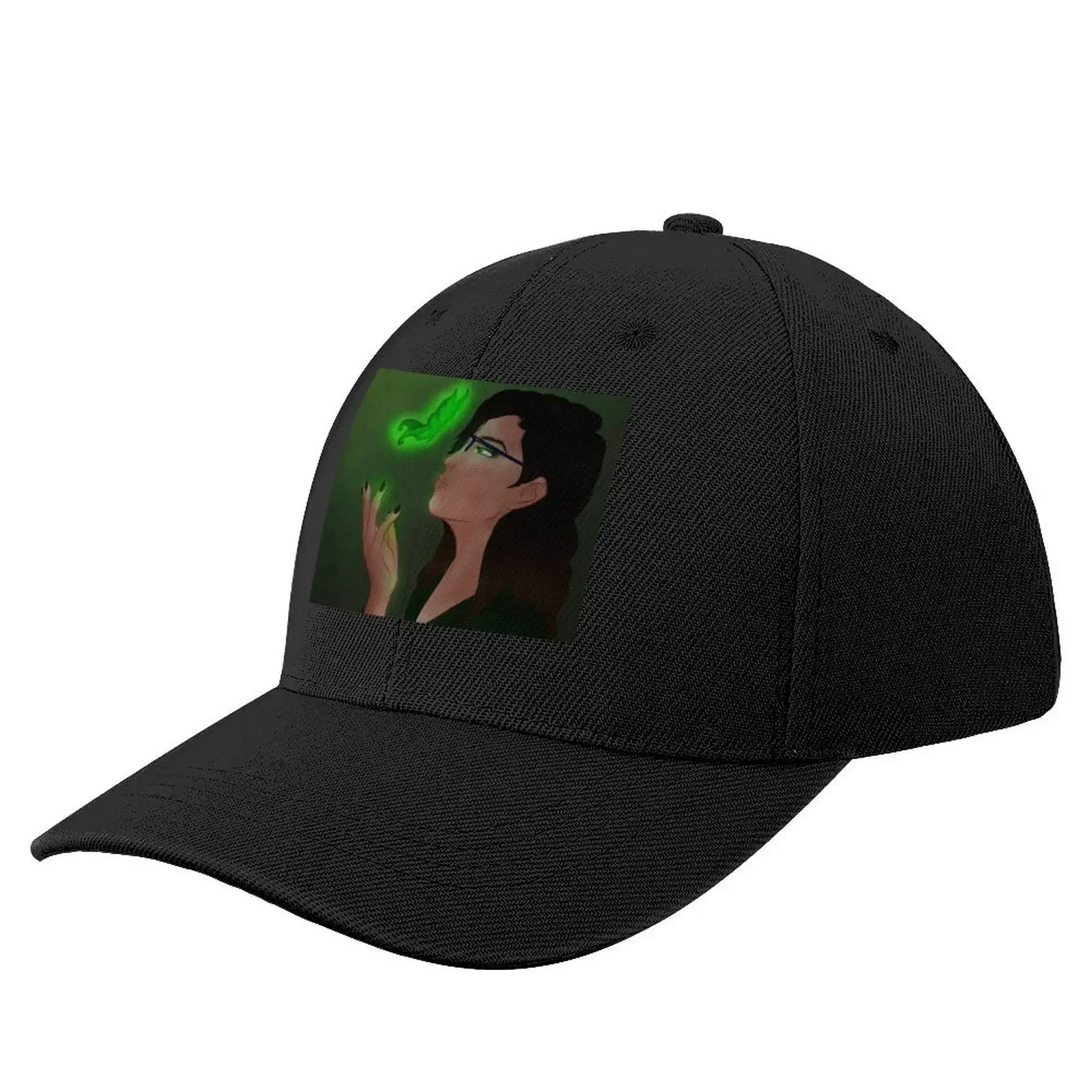 

Illusion of glowing green butterfly emerges from hand Baseball Cap Golf Designer Hat tea Hat Men Hats Women's