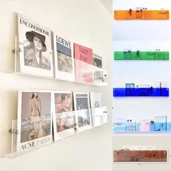 Colorful Acrylic Wall-Mounted Display Racks, Magazine, Book, Literature, Children's Books Storage Shelf Levitating Bookshelf