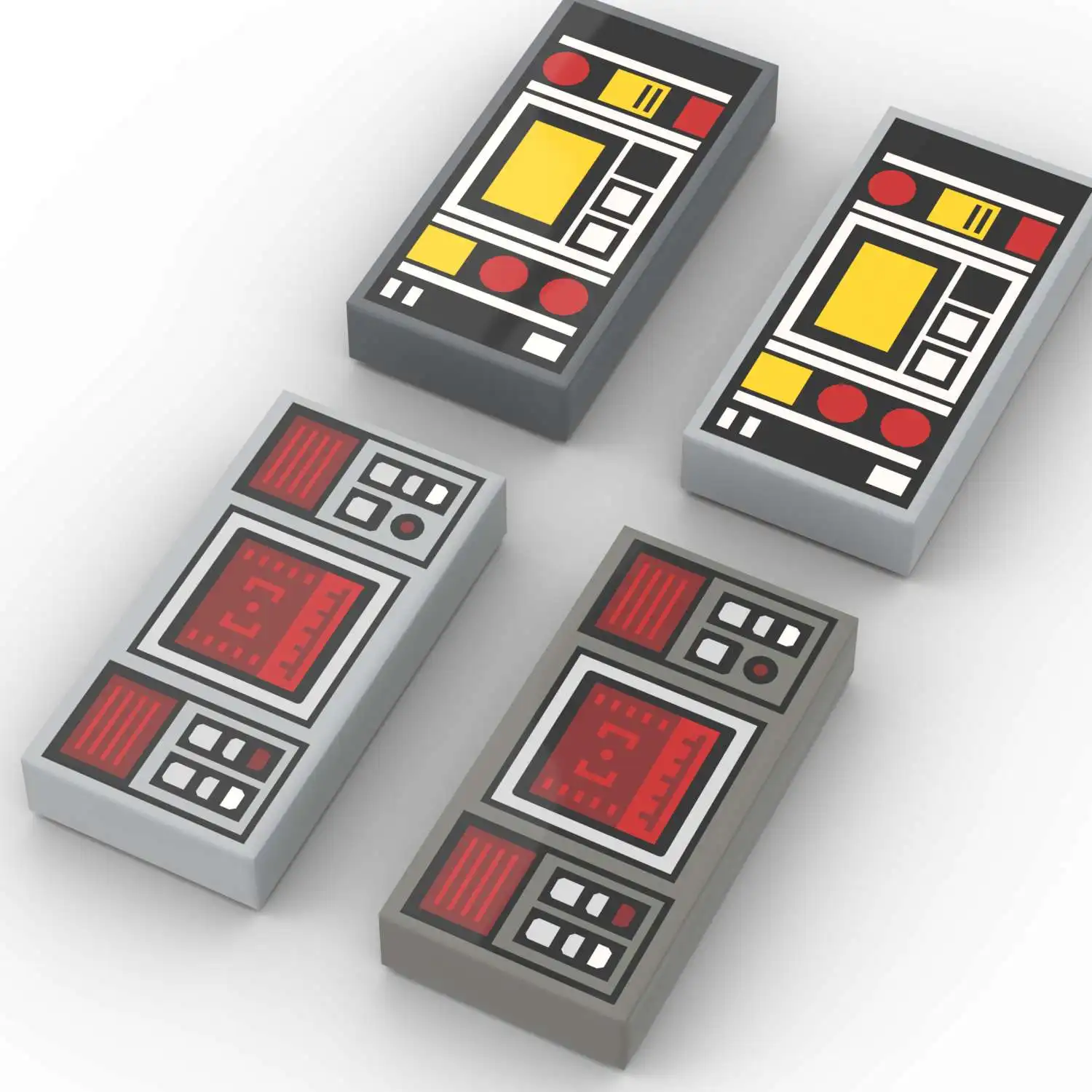 3069pb0777 p68 printed building block deep red target screen pattern machine model accessory small particle toy