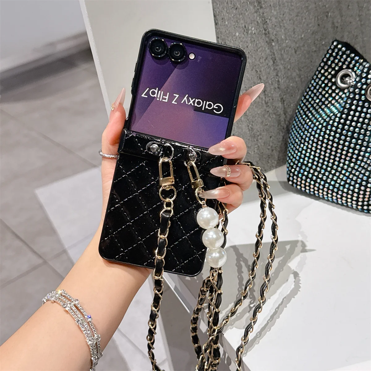 Umhängetasche Lanyard PU-Lederbezug Glatter kleiner Duft für Samsung Galaxy Z Flip 7 6 5 4 3 5G Flip7 FE Flip6 Flip5 Handyhülle